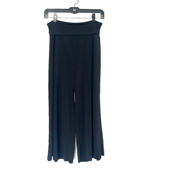 Black Wide Leg Culottes w/Fold-Down Waist – Stretchy/Pull-on/Ankle Length – Sz S - Picture 11 of 13